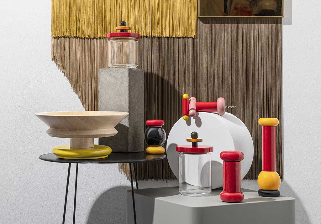 Twergi Alessi  100 Values Collection Sottsass groupage, design Ettore Sottsass- pink, red, yellow