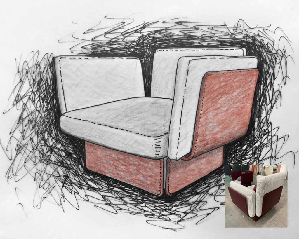 Disegno di Armchair per Carbine Furniture 2015 (2021) disegnato da Marco Seveso & Gigi Trezzi