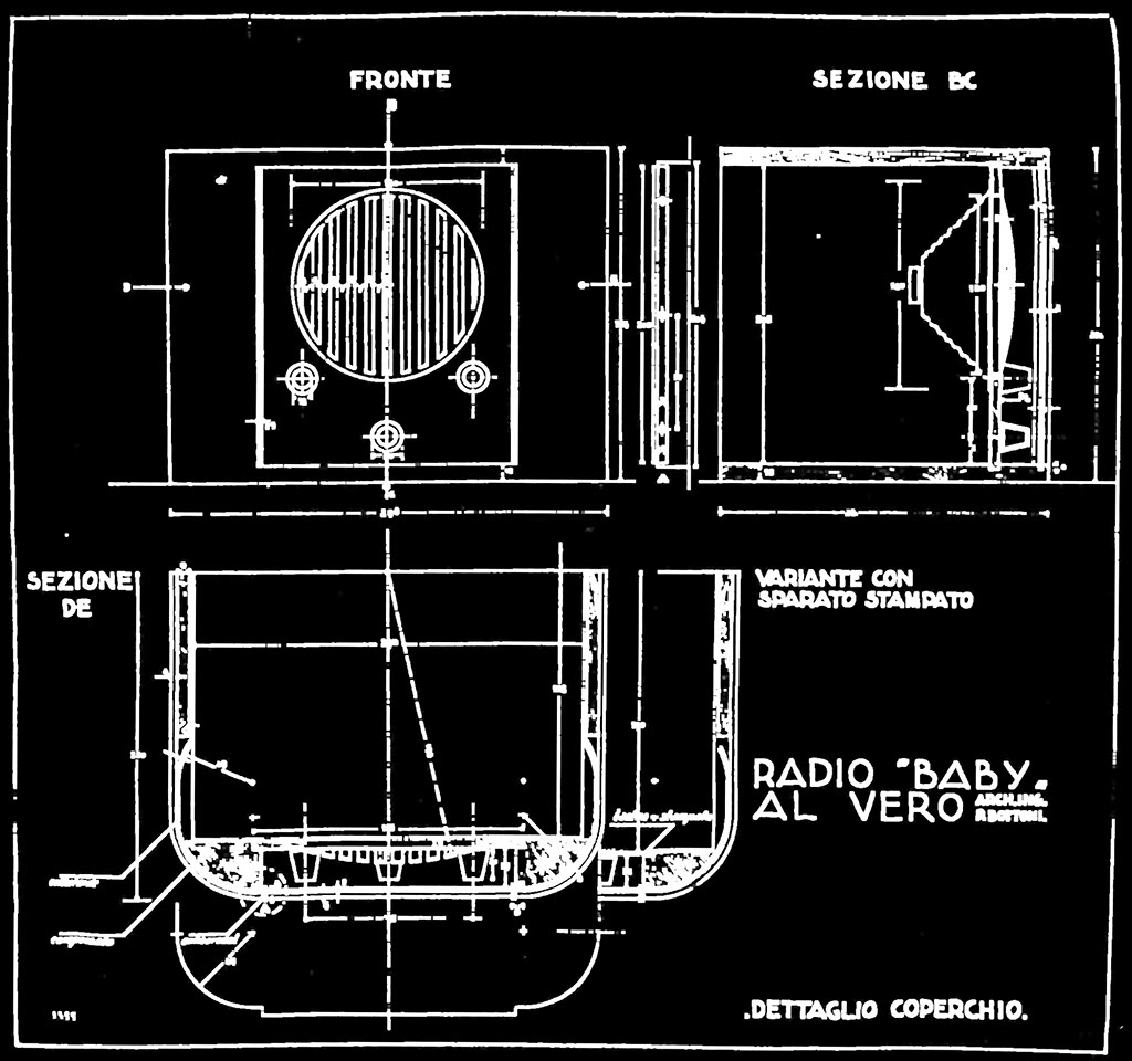Involucri per radio Cge. Progetto dell'Audiola del 1932